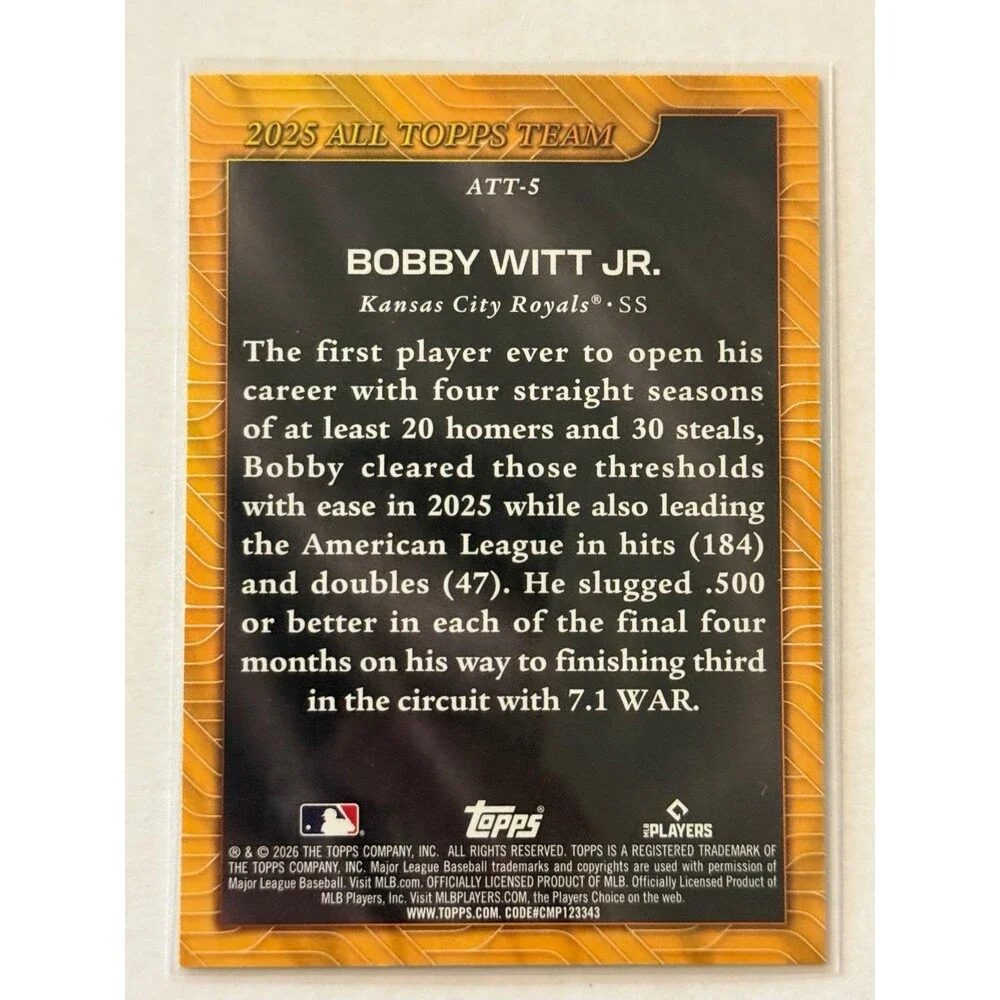 2026 Topps Series 1 - 2025 All Topps Team ATT-5 Bobby Witt Jr Royals